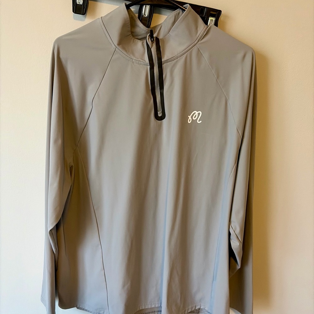 MALBON Men’s Quarter-Zip Long Sleeve Shirt - STEEL COLOR (ICE BLUE/GREY)